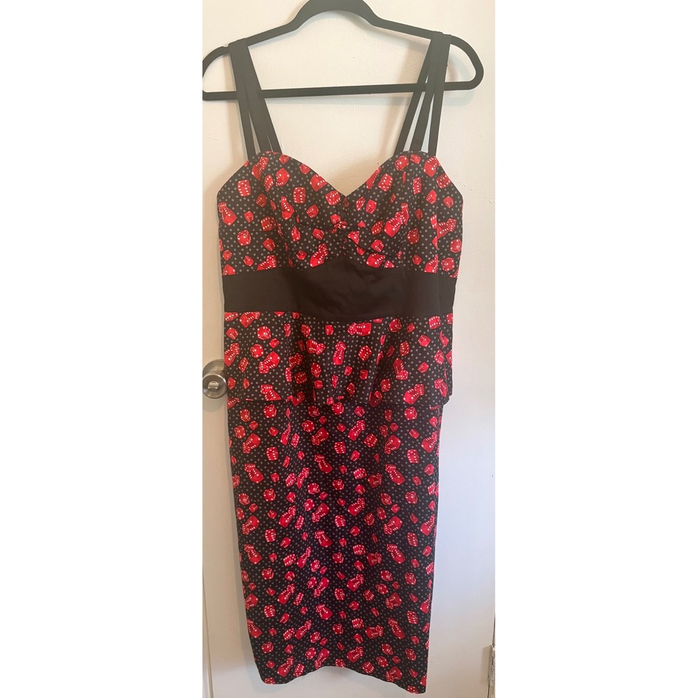Retro Chic Plus Size Torrid Dice Print‎ Polka Dot Rockabilly Pinup Dress 18 NWT